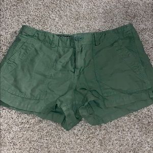 Khaki Green Gap Linen Shorts